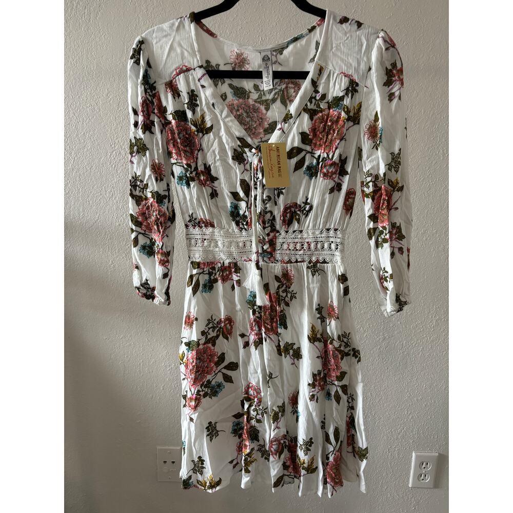 American Rag Cie Floral Dress Womens Size XS Cottagecore Peasant Romanti…